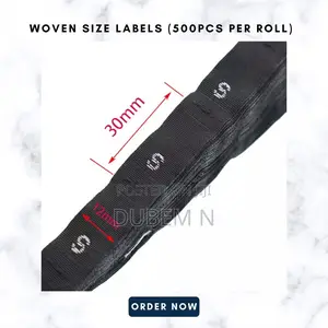Woven Size Labels (500pcs Per Roll)