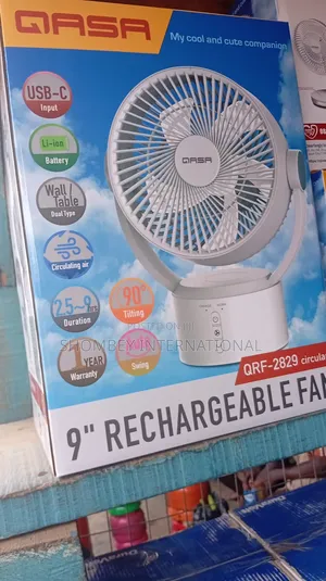 Qasa 9" Table Rechargeable Solar Fan