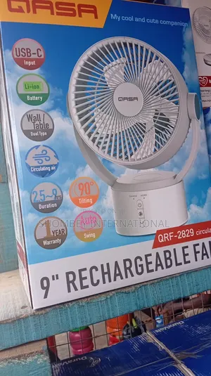 Qasa 9" Table Rechargeable Solar Fan
