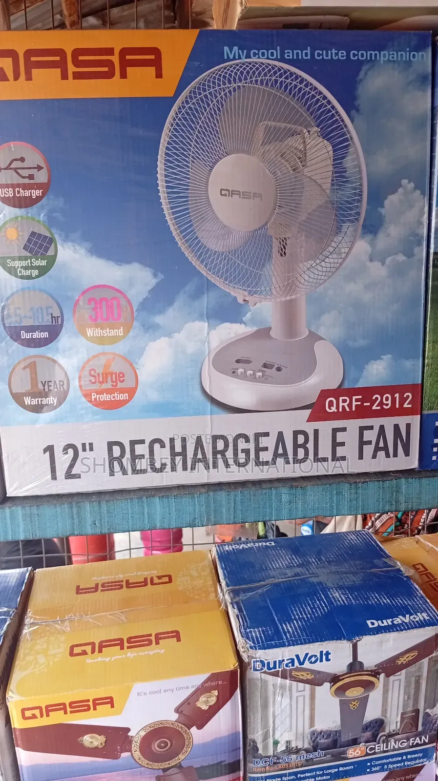 Qasa 12" Table Rechargeable Solar Fan