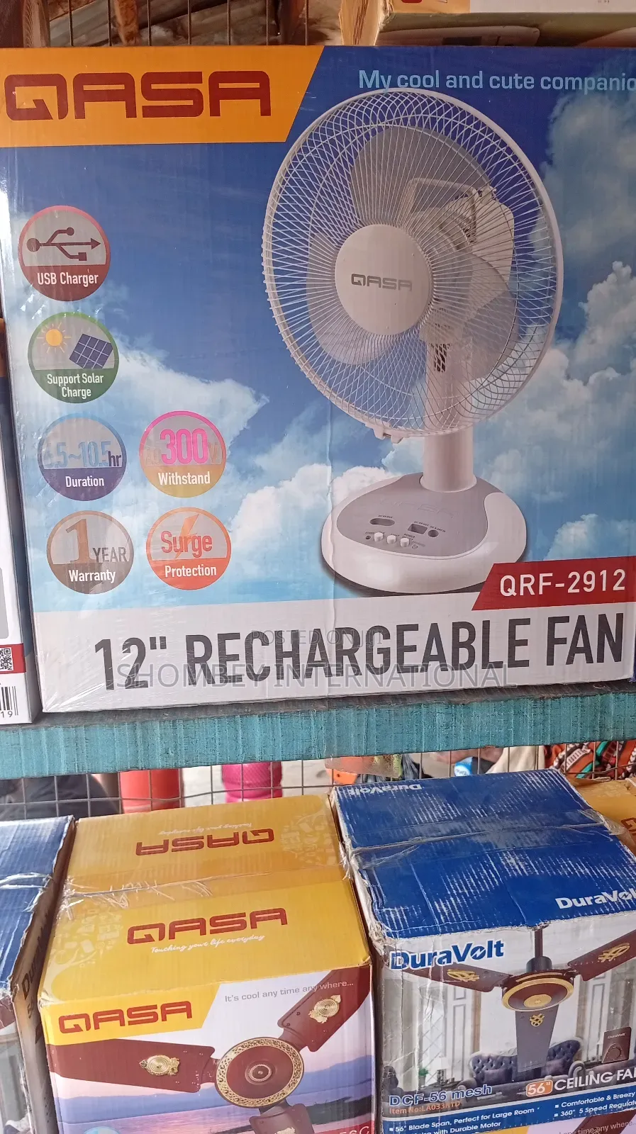 Qasa 12" Table Rechargeable Solar Fan