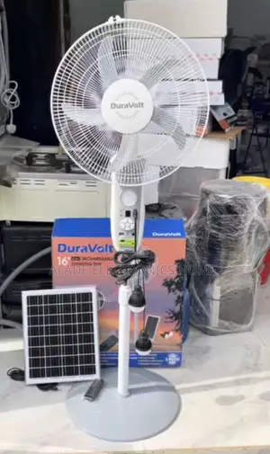 16” Duravolt Rechargeable Standing Fan. With Solar Panel