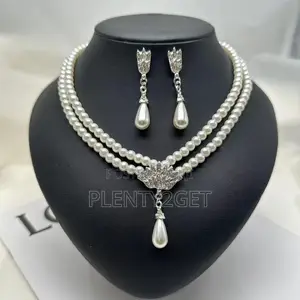 Necklace Jewelry for Bride Pearl Short Chain Set Earring