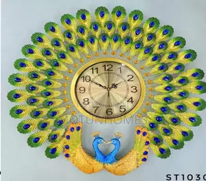 Quality Big Size Peacock Wall Clock Decor