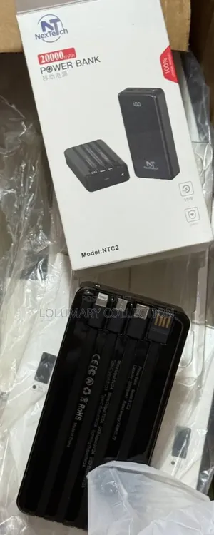 20000mah Next Tech Lasting Powerbank With in-Built Charging Cables