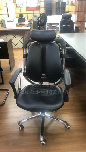 Ergonomic Office Chair–Leather Swivel Chair + Headrest Back Support