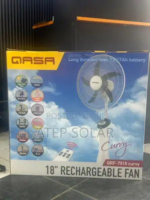 Qasa 18” Curvy Rechargeable Solar Fan