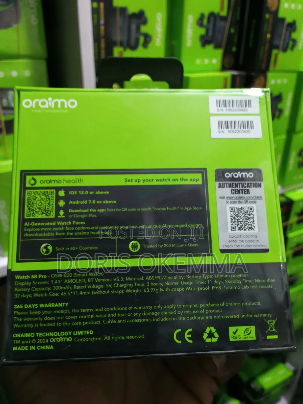 Oraimo Watch 5r Pro – 1.43" Amoled Smartwatch (Wireless Hd Calling)