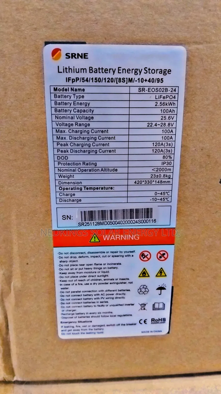Srne 2.5kwh 24v Lithium Battery