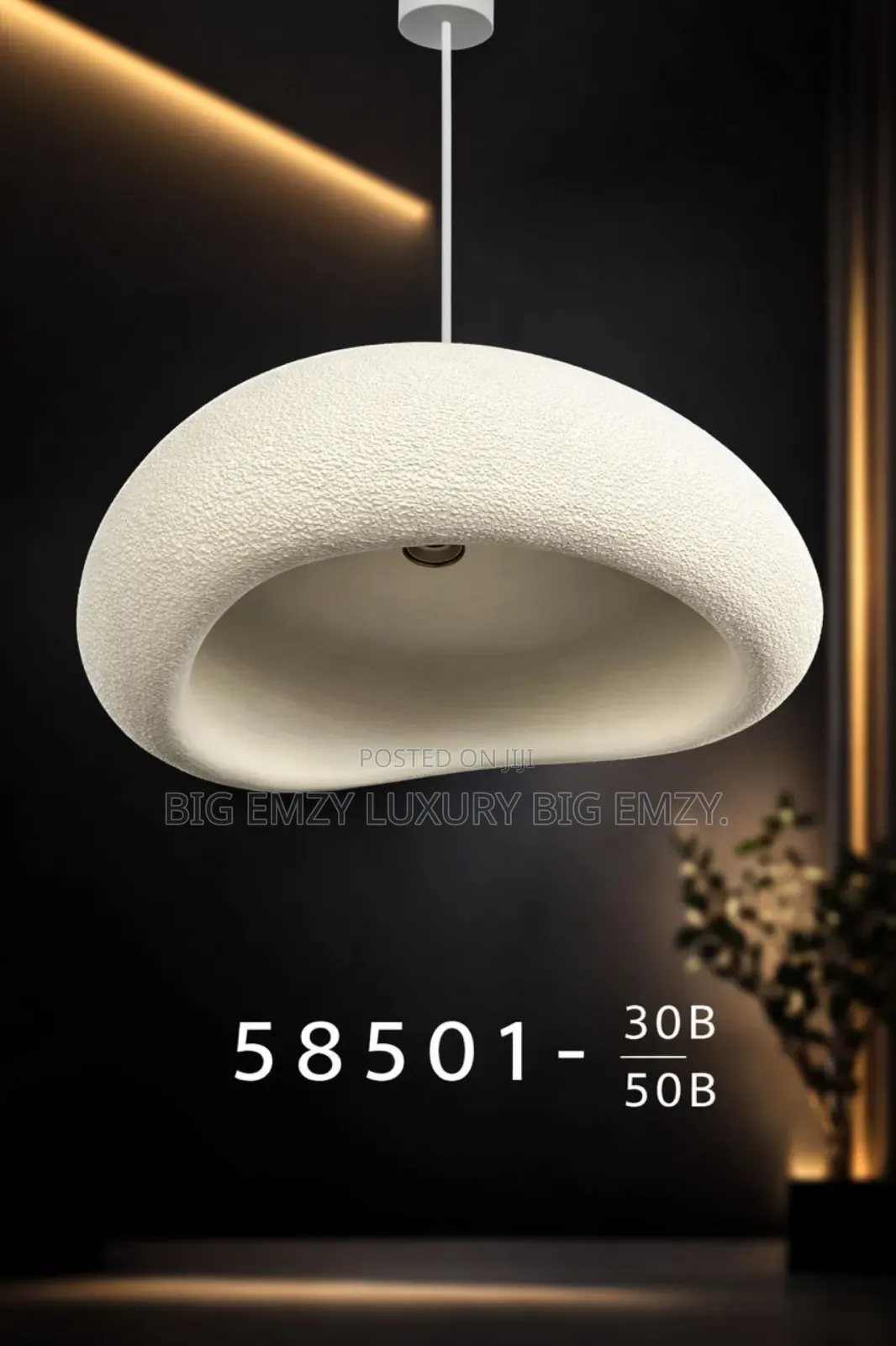 500mm Wabi Sabi White and Ash Pendant Lights.