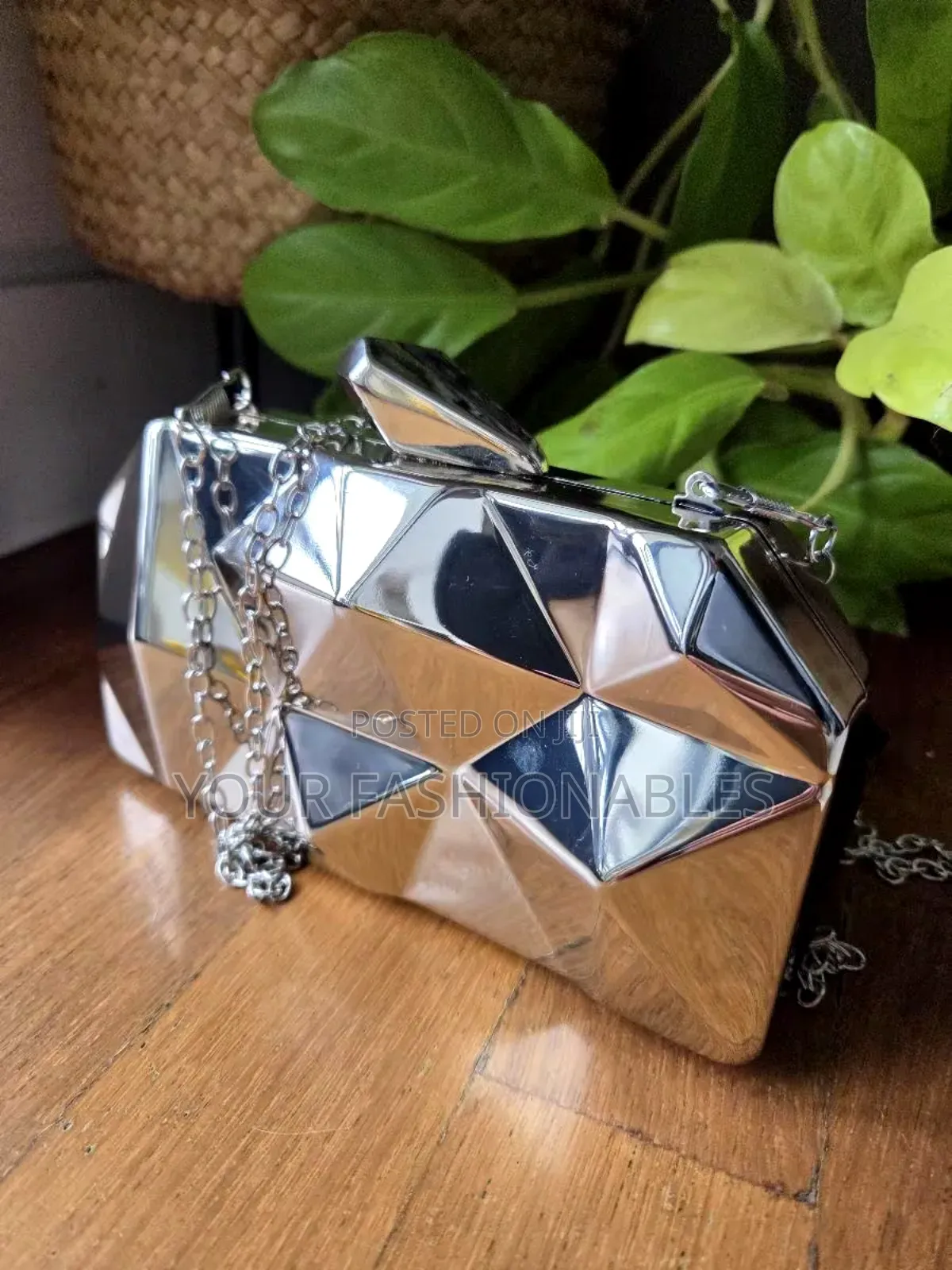 Luxury Silver Geo Clutch Purse