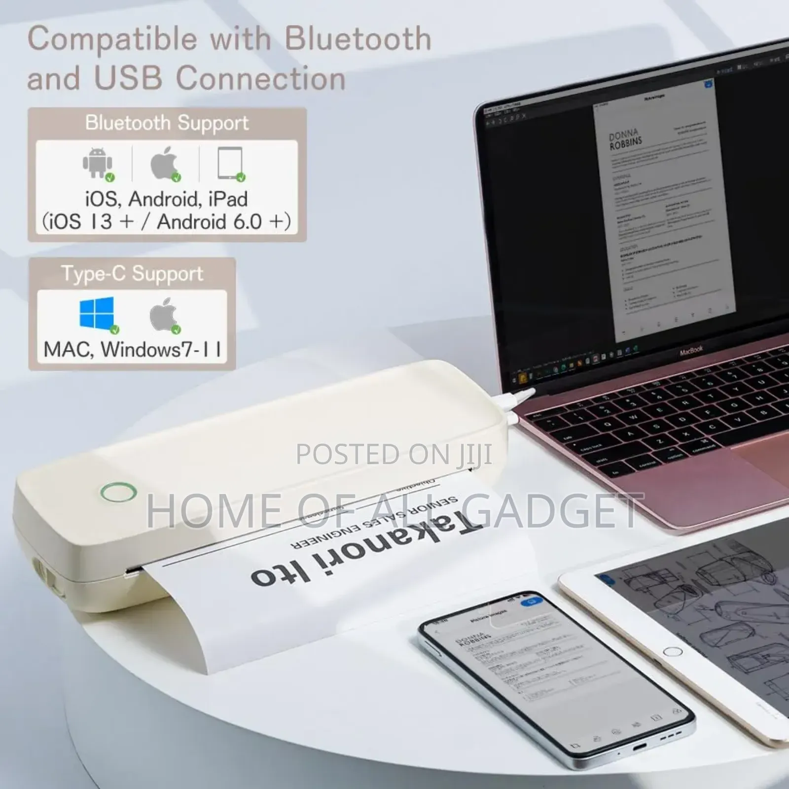 Inkless Mobile Printer, Support A4/4/3/2 and Tattoo Printer