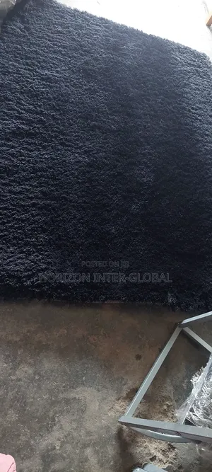 4ft by 5ft Black Centre Rug