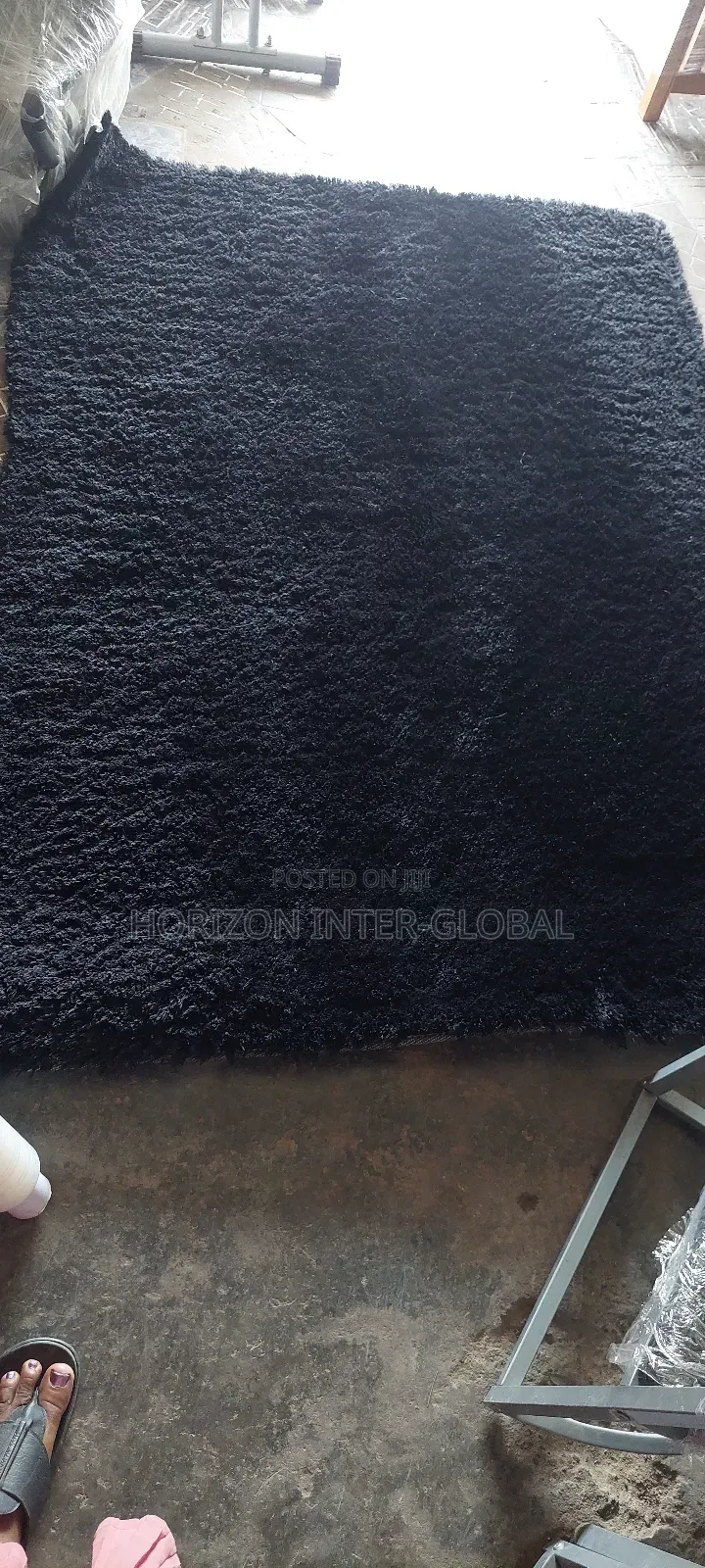 4ft by 5ft Black Centre Rug