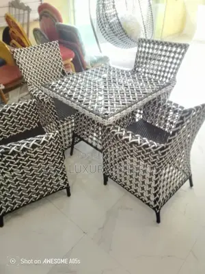 Rattan Table and 4 Chair Set