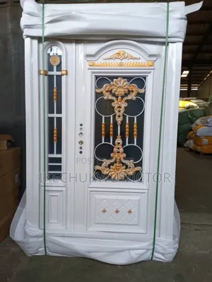 4ft White and Gold Glass Door