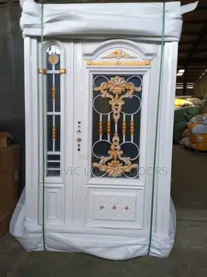 4ft White and Gold Glass Door