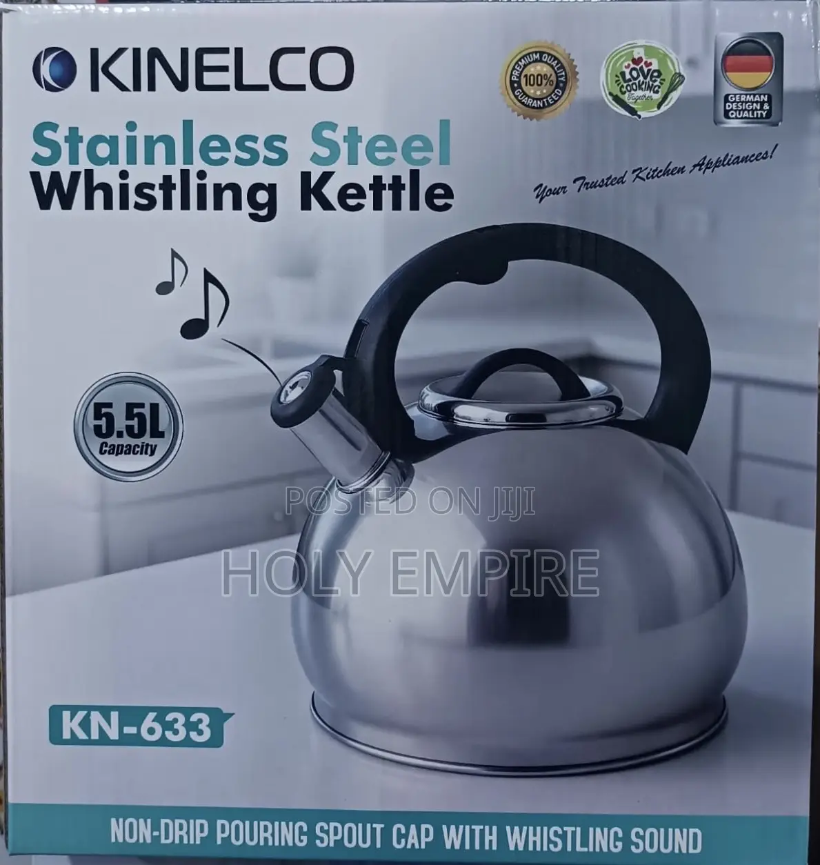 5.5l Stainless Steel Whistle Kettle, Automatic Handle,