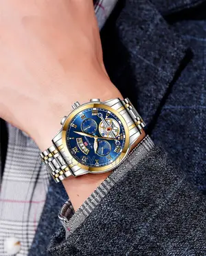 Va Va Voom Steel Men's Watch – Blue Gold Edition