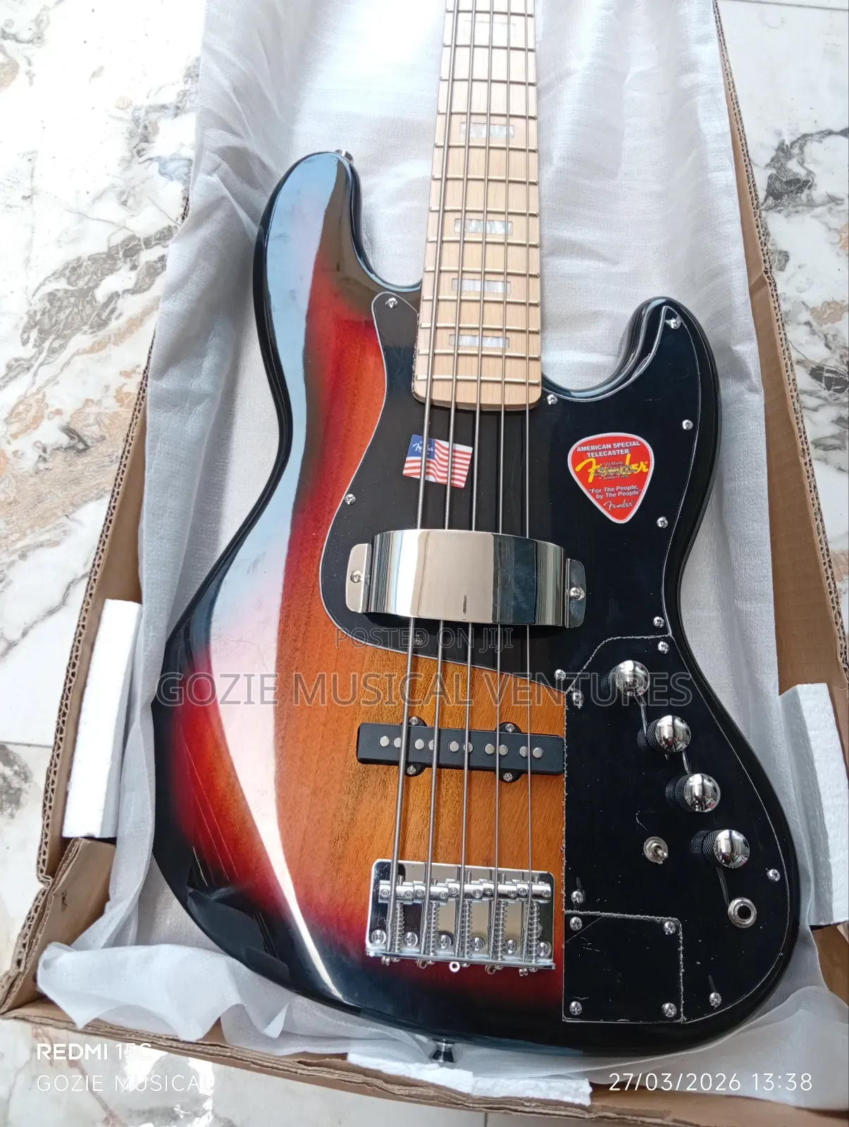 Professional Fender Jazz Bass Guitar Five String Active Red Colour
