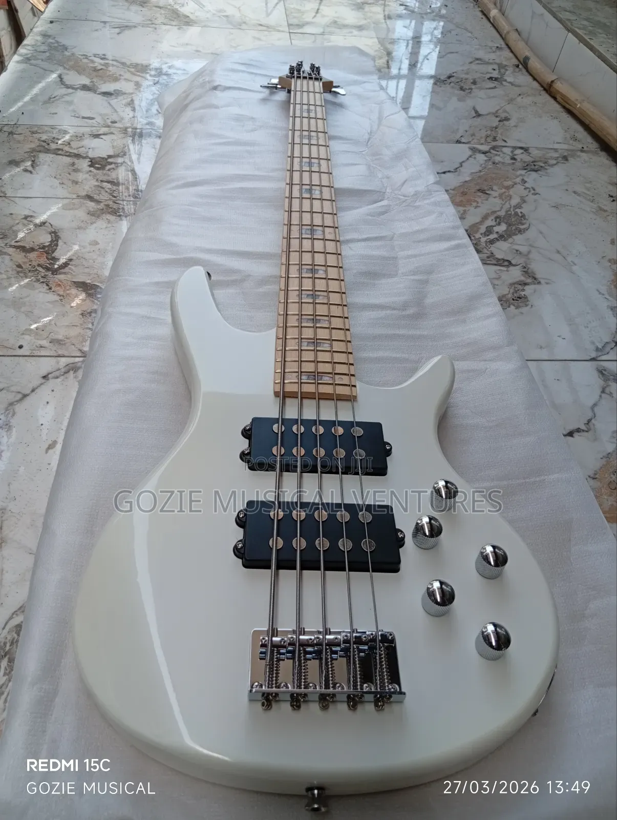 Ibanez Active Bass Guitar Five String White Colour and Any Colours