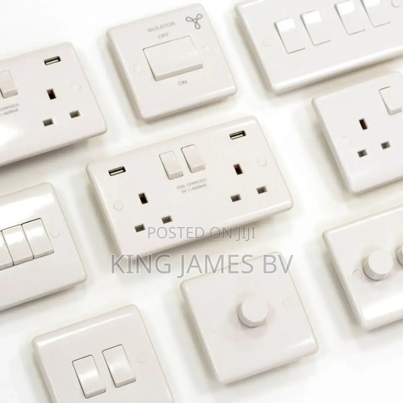 Small Button White Switches and Socket