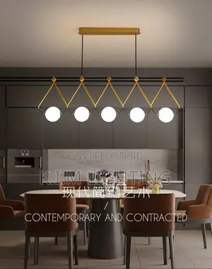 Gold Led Chandelier Dining Room Coffee Shop Modern Long Pendant Lamp