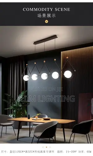 Gold Led Chandelier Dining Room Coffee Shop Modern Long Pendant Lamp