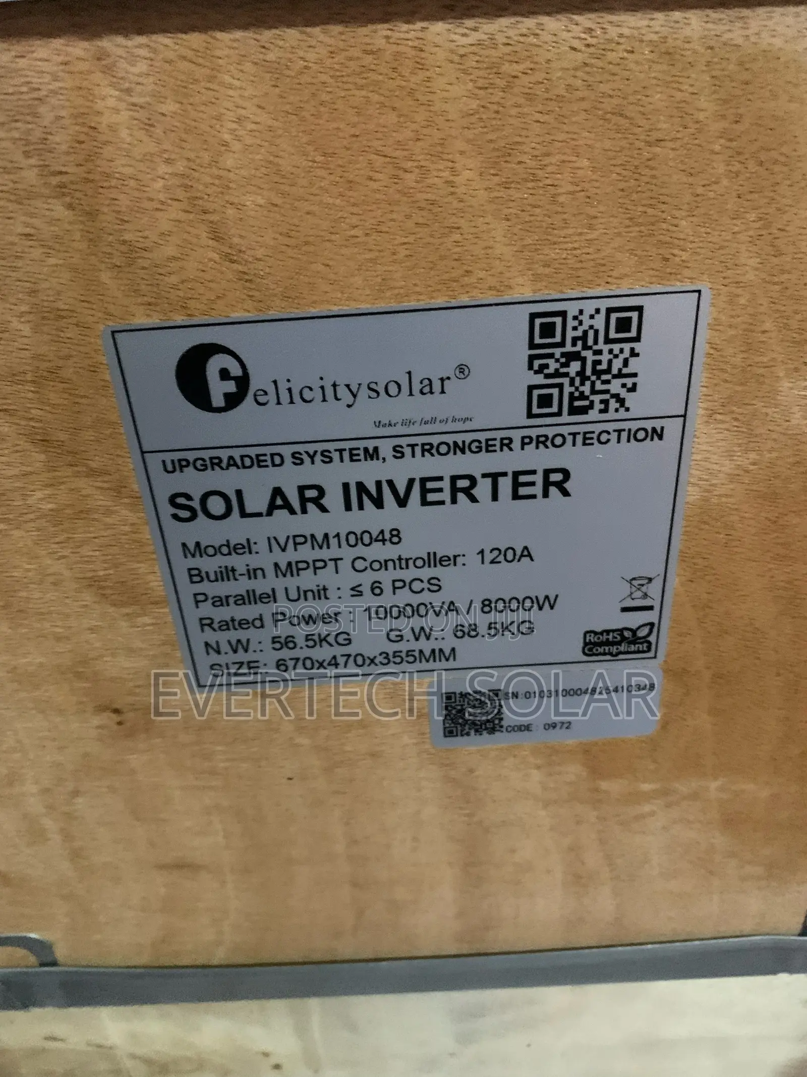 10kva Felicity Ivpm Transformer Based Hybrid 48v Built in 120a MPPT for ...