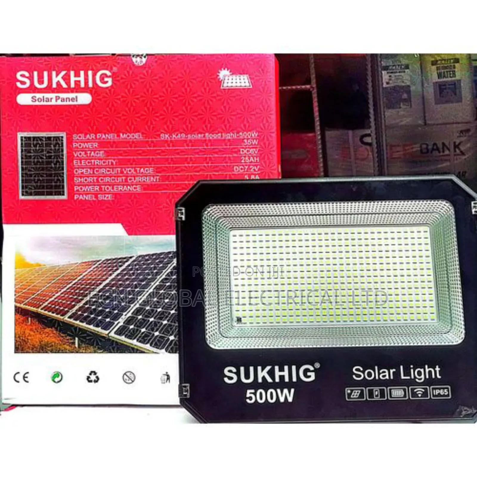 Sukhig 500w Solar Flood Light With Panel – Super Bright, Waterproof