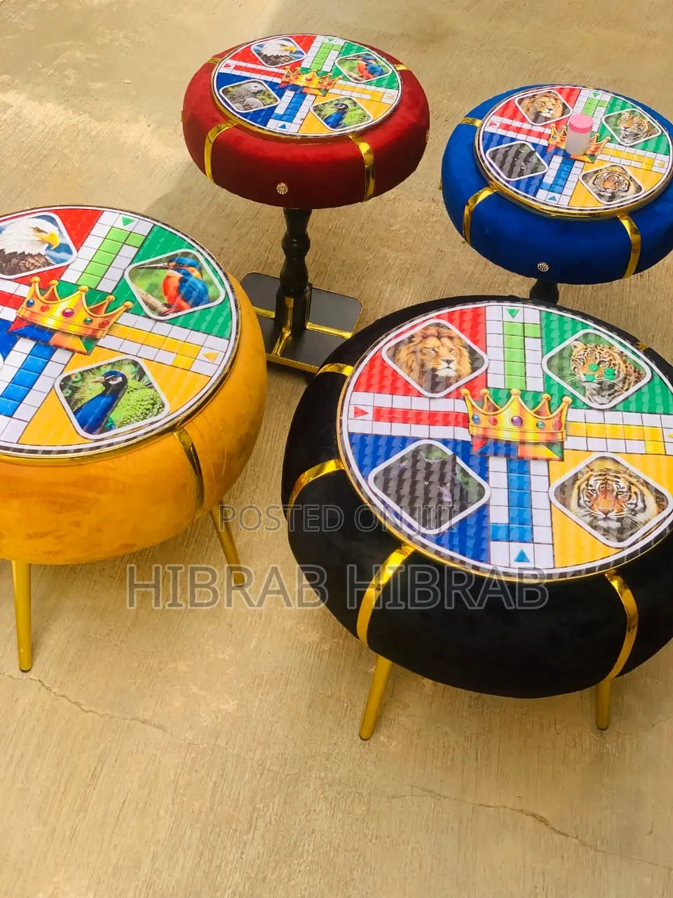 3d Multifunctional Ludo Center Table and Stool