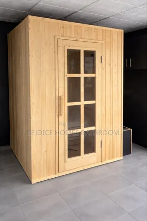 2-person Wooden Steam Sauna Cabin With Glass Door