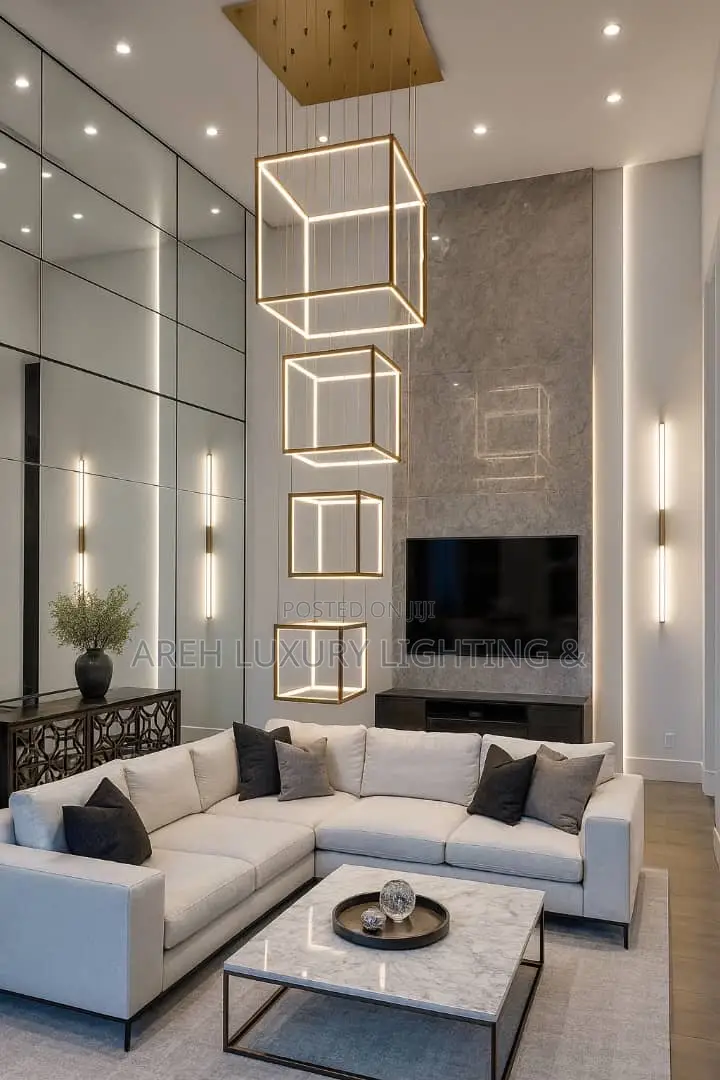 Sandyha Retro Minimalist Black Gold Led Chandelier Pendant Light