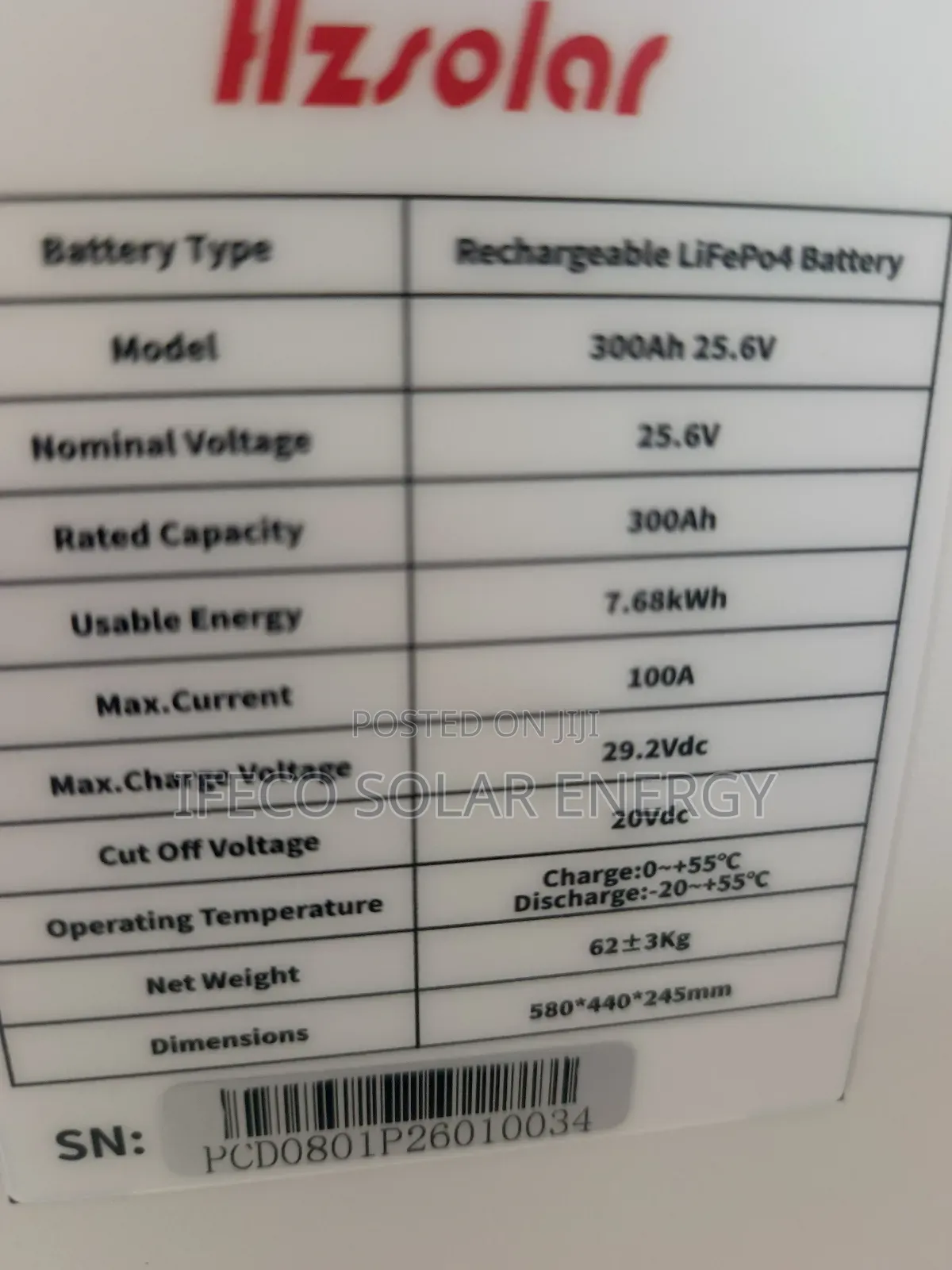 Hzsolar Lithium Ion Battery 7.6kwh 24v
