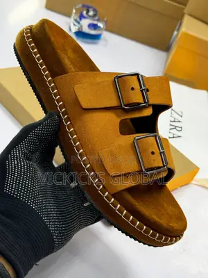 Zara Brown Buckle Suede Pams