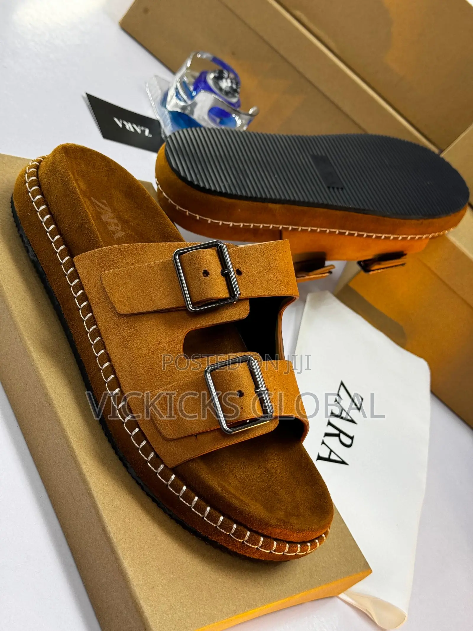 Zara Brown Buckle Suede Pams