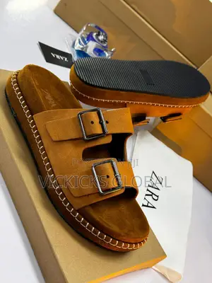 Zara Brown Buckle Suede Pams