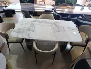 Modern Contemporary Dining Table Set by 6 Chairs.