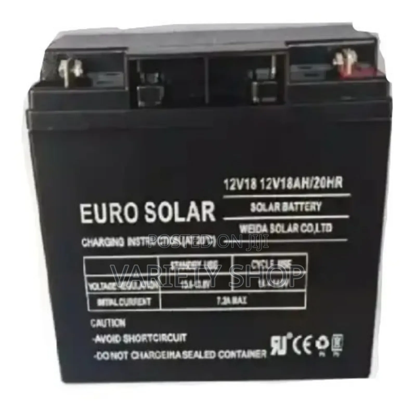 Euro Solar Rechargeable Battery 12v 18ah