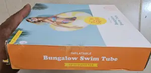 Sun Squad Inflatable Swim Doughnut Tube Pool Float –(Yellow/White 42”)