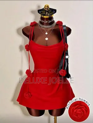 Sexy Red Mini Dress With Rose Knot Spaghetti Strap