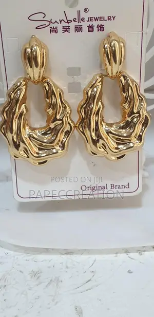Earring Gold-Toned Sculptural Hoop Earrings Sunbelle Jewelry.
