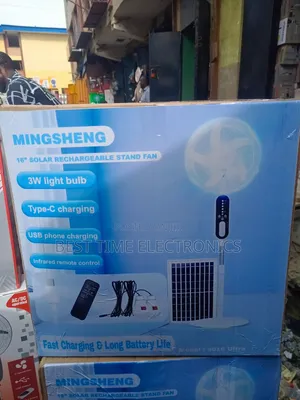 Mingsheng 16"Solar Rechargeable Lithium Stand Fan