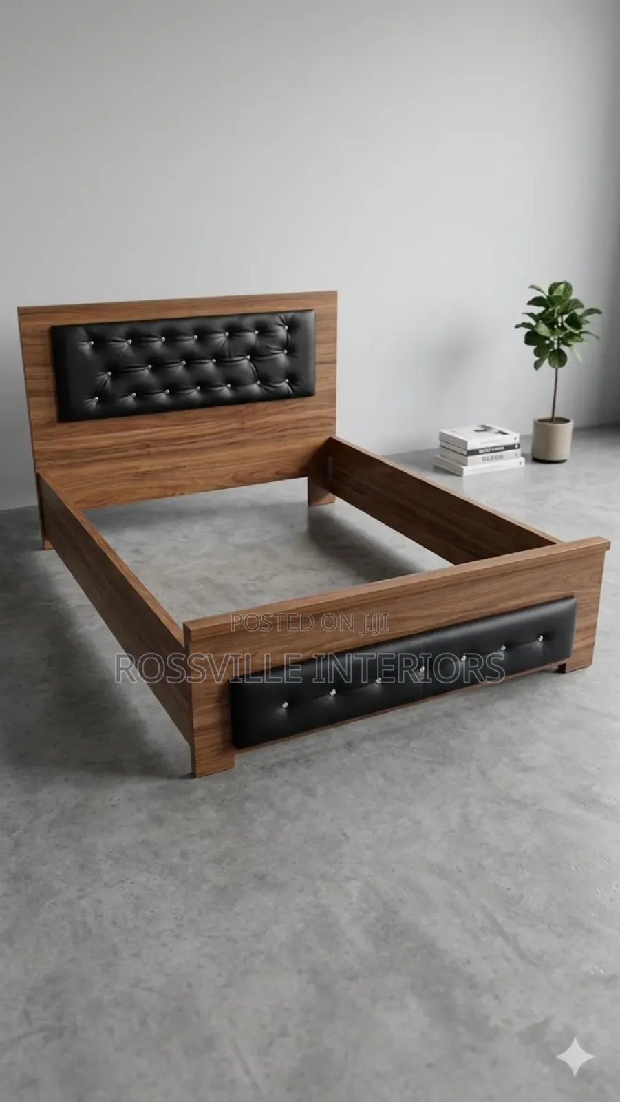 Bedframe a Side Table 4.5by6ft