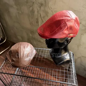 Cop the Faux Leather Baker Boy Hat/ Newsboy Cap