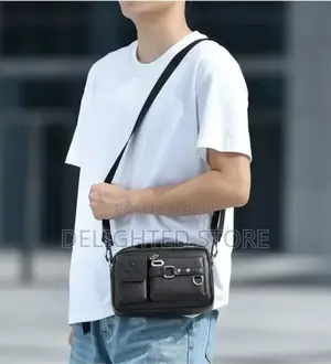 Weixier Multi- Compartment Forever More Genuine Leather Men Bag Black