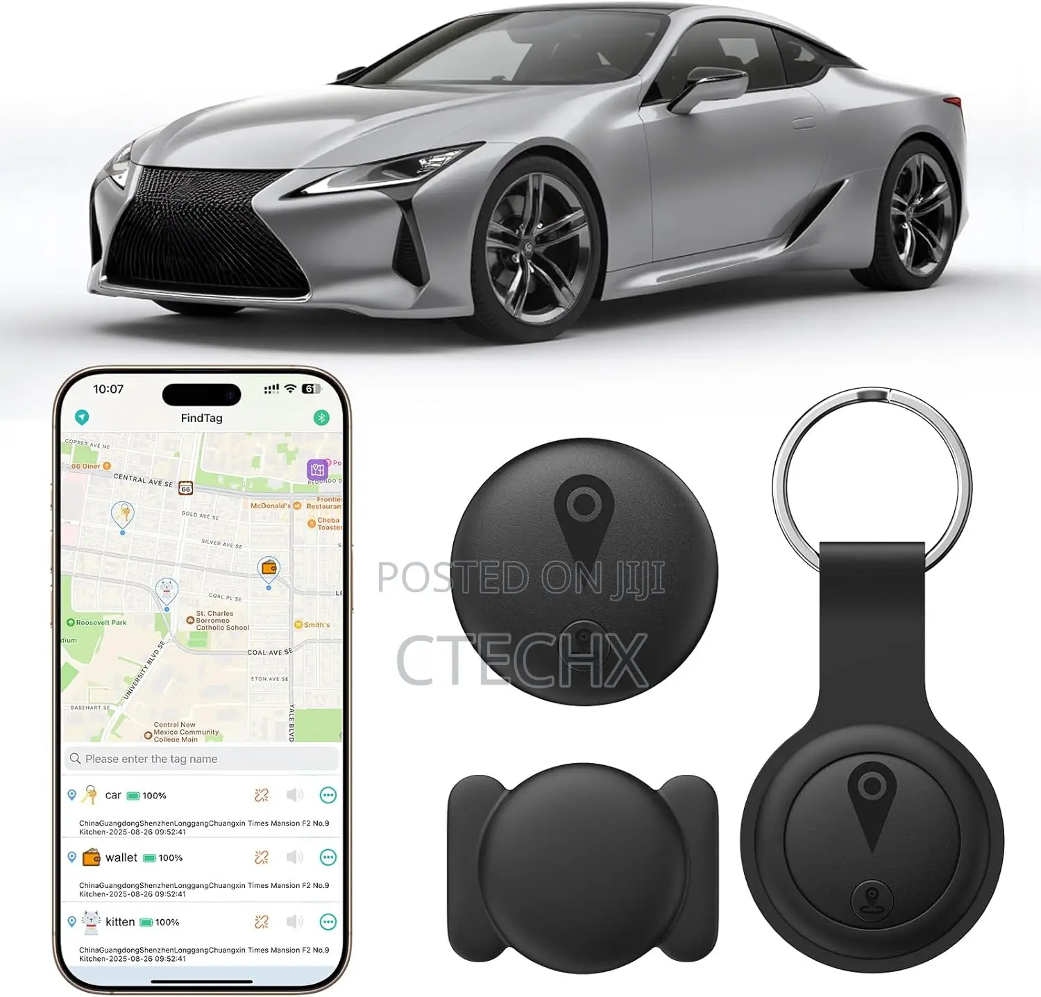 GPS Mini Air Tracker Tag With Magnet Global Coverage Built-in App