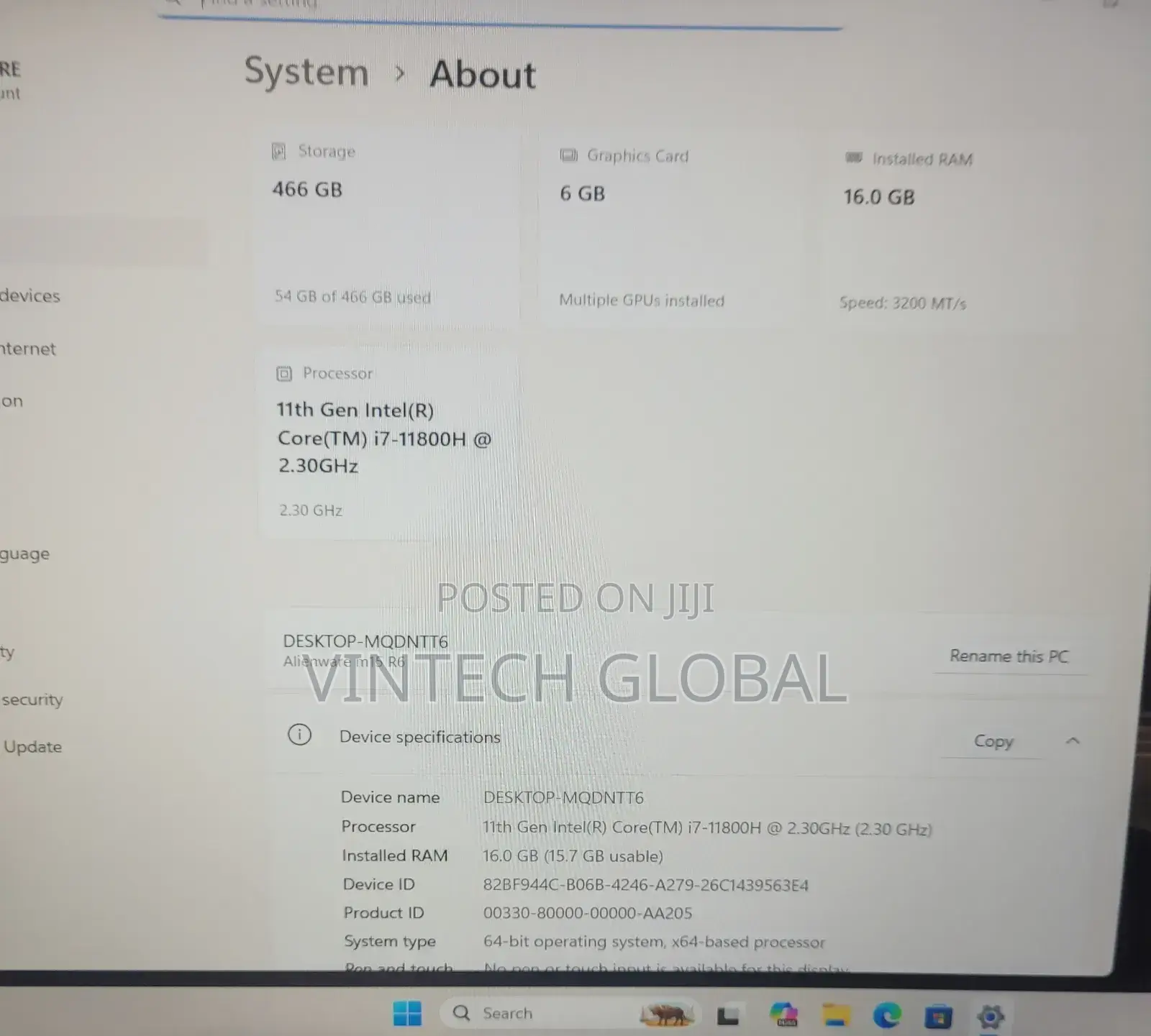 Laptop Dell Alienware M15 R6 16GB Intel Core i7 SSD 512GB