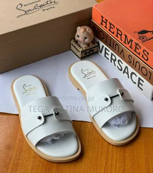 New Luxury Design Men's White Slippers