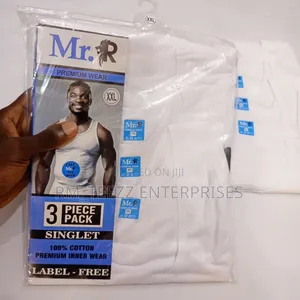3in1 Mr. R Premium Wear Men's Striped White Singlet